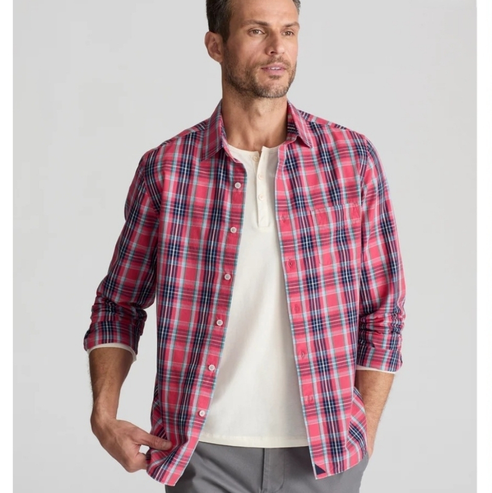 UNTUCKit Plaid Button-up Classic Shirt‎ Santa Barbra Tall Regular Red Men Sz 3XL - Picture 2 of 13